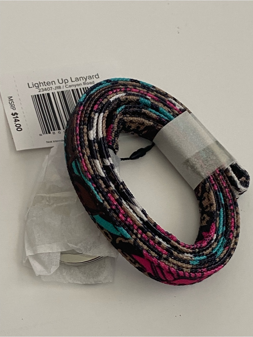 Vera Bradley NWT Canyon Road Lighten Up lanyard with extra keychain loop